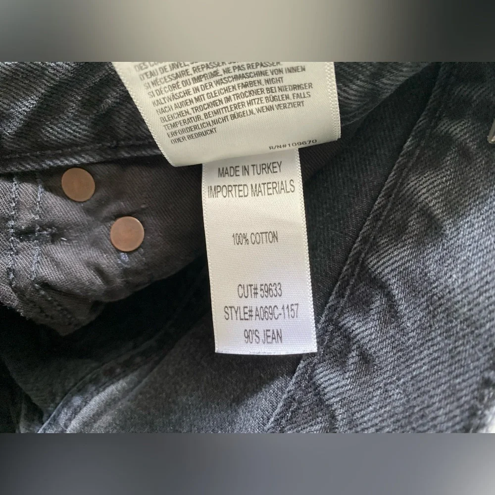 Agolde 90’s Jean Dark Denim Size 24 Distressed Button Fly 100% Cotton - Picture 8 of 8